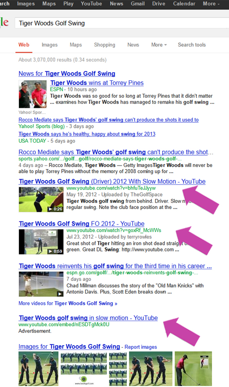 Tiger Woods search results for 'Tiger Woods Golf Swing'