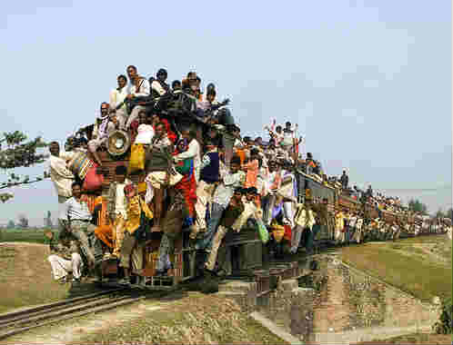 A crowd on the train