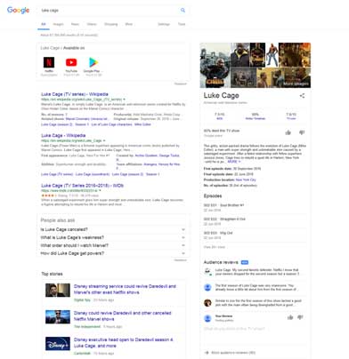 Google search results - Luke cage