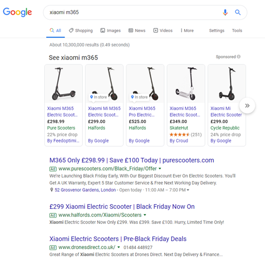 Google search results screenshot