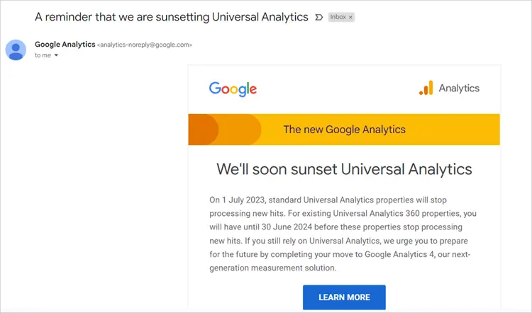 Sunsetting Universal Analytics - screenshot