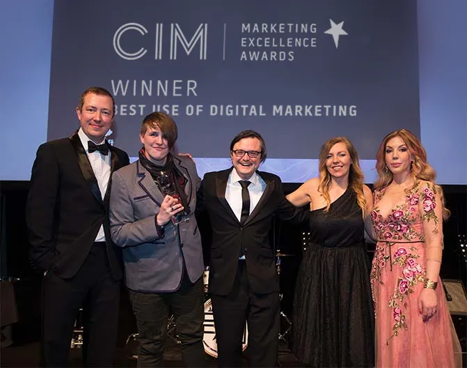 ThoughtShift recieving the CIM award for best use of digital marketing