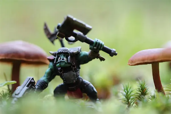 An orc admist mushrooms
