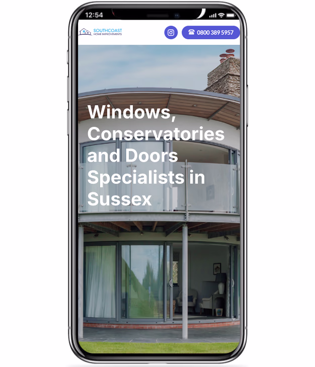 South Coast Home Improvements - website screenshot - on a mobile device